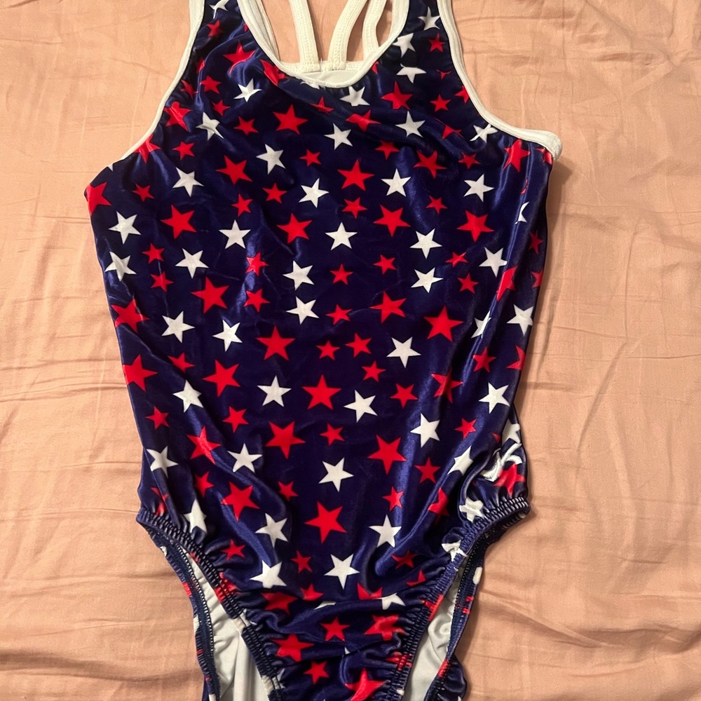 Navy Star Print One-Piece Swimsuit - Red & White Stars - Picture 3 of 16